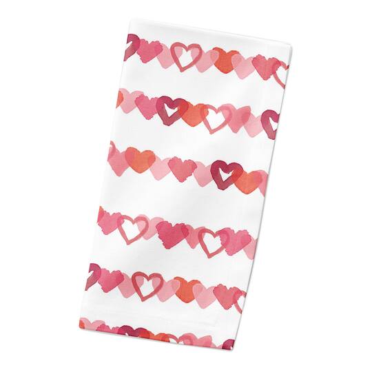 Watercolor Heart Stripes 10" x 10" Cotton Twill Napkin